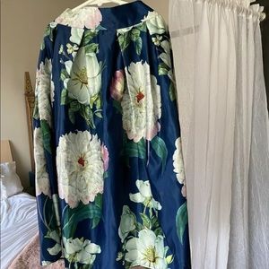 Silky floral tea party high waist skirt